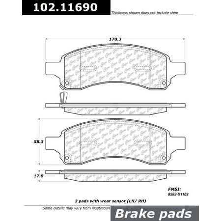 CENTRIC PARTS CTEK Brake Pads, 102.11690 102.11690